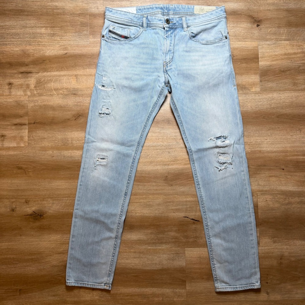 Diesel Thommer Jeans‎ Mens 33x32 Light Wash Slim Skinny Stretch Distressed 087AX